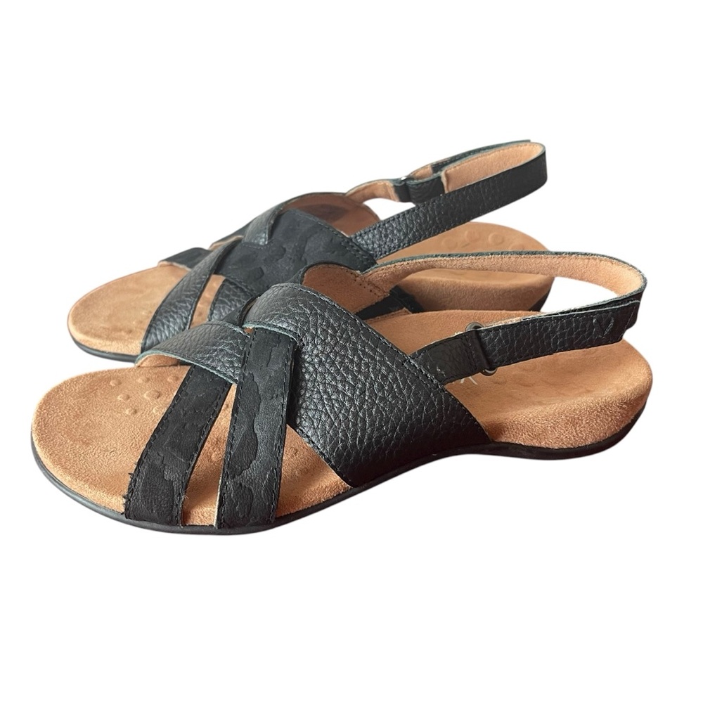 Vionic Black Leather Slingback Sandals
